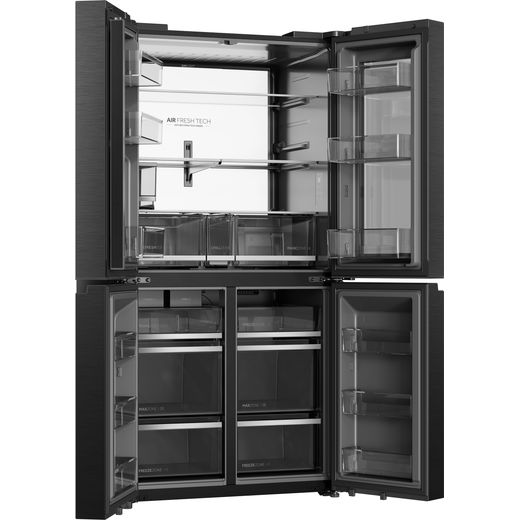 Haier Horizon American Fridge Freezer - Obsidian Steel - Doors open right perspective
